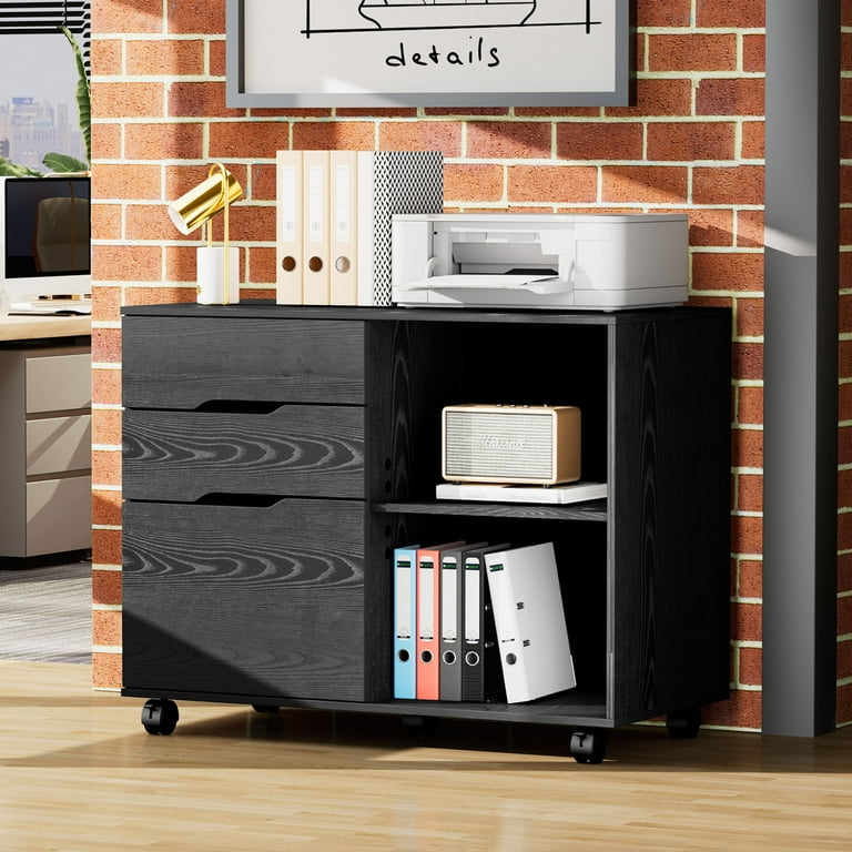 JIOABL 3-Drawer File Cabinet, Black photo 2