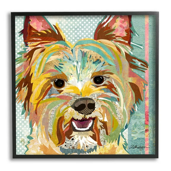 Stupell Industries Happy Terrier Pet Portrait Collage Graphic Art Black Framed Art Print Wall Art, Design by Traci Anderson