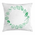 thumbnail image 1 of Vegetable Art Throw Pillow Cushion Cover, Fresh Green Circle of Eggplant Tomato Avocado Carrot Frame Health, Decorative Square Accent Pillow Case, 20 X 20 Inches, Hunter Green White, by Ambesonne, 1 of 2