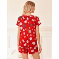 thumbnail image 3 of Ensemble de Pyjama 2 Pcs pour Femmes Manches Courtes Vêtements de Nuit Doux Col Rond Ensemble de Shorts Imprimés avec Poches P-TTG, 3 of 5