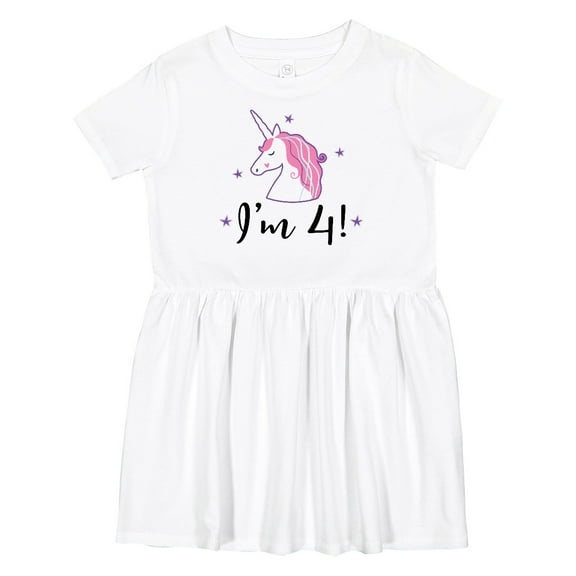 Inktastic 4th Birthday Cute Unicorn Girls Toddler Dress
