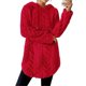 thumbnail image 2 of Sudadera con Capucha de Jacquard de Larga en Color Liso para Mujer, Chaqueta Ajustada con Cordón de Felpa. Rojo L, 2 of 7