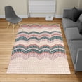 thumbnail image 2 of Tiles Turkish Area Rug, Gradient Colored Mosaic Waves Setting Antique Roman Royal Dated Retro Patterns, Soft Carpet for Living Room Decor with Distressed Look, 6.6' X 9.6', Dark Teal, by Ambesonne, 2 of 4