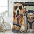 thumbnail image 6 of Polyester Fabric Funny Dog Print Shower Curtain, Summer Modern Animals Waterproof Bathtub Curtain Bathroom Decor Set with Hooks 60 x 72 Inches, 6 of 6