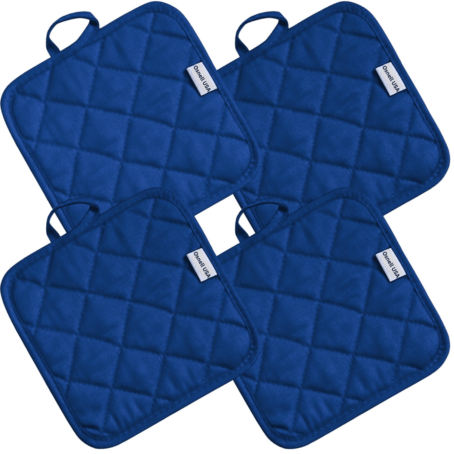 CUISINART POT HOLDERS HOT PADS (2) NAVY BLUE SQUARE WITH HANGING LOOP NWT