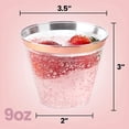 thumbnail image 5 of 9 oz Disposable Plastic Party Cups,Old fashioned Designed Tumblers, Crystal Clear (Clear With Rose Gold Rim, 100), 5 of 7