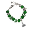 thumbnail image 2 of Delight Jewelry Silvertone 3-D ''Denied'' Stamp - Green Irish Luck Bead Charm Bracelet, 7.5", 2 of 4