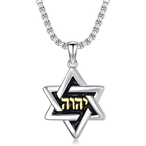 DVEATR Star of David Necklace 925 Sterling Silver Jewish Star Pendnat with Name Of God YHWH Jewelry Gift for Men Women