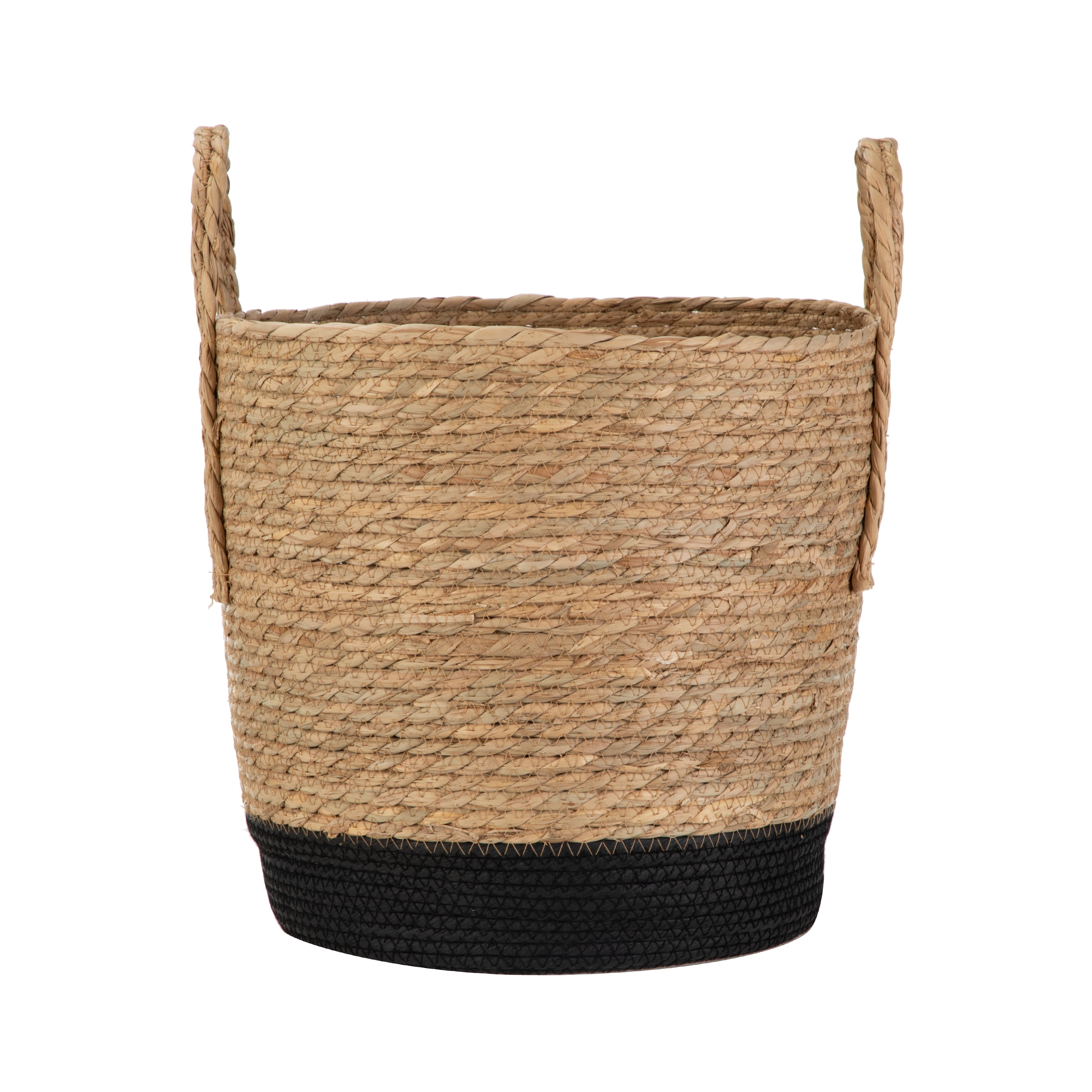 Better Homes & Gardens Natural and Black Round Rush Baskets, Set of 2
