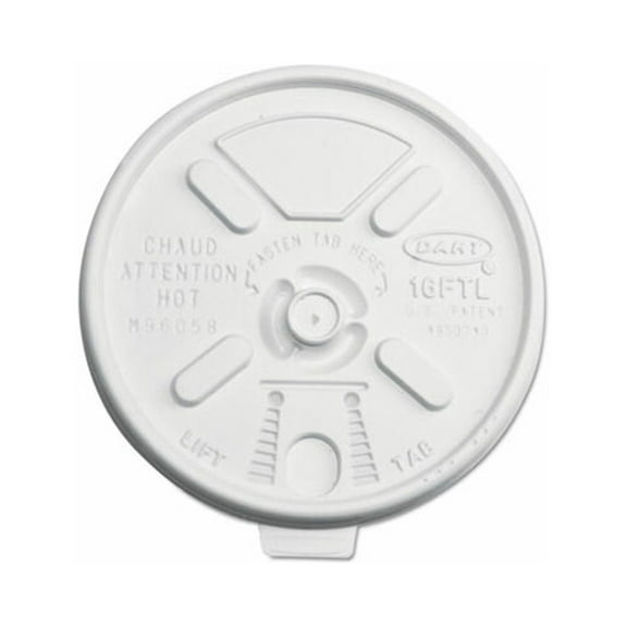 Dart 16FTL Lift N' Lock Plastic Hot Cup Lids, Fits 12 Oz To 24 Oz Cups, Translucent, 1,000/carton