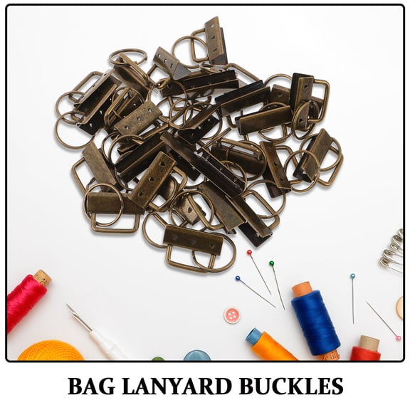 LOLIPPYY 30 Pieces Metal Strap End Clamps with Keychain for Wristlet, Purse Crafting and Handmade Accessories