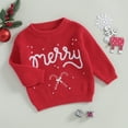thumbnail image 2 of Toddler Baby Girl Boy Christmas Outfit Knit Sweater Candy Cane Long Sleeve Crewneck Warm Pullover Sweatshirt Top Fall Winter Clothes, 2 of 8