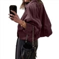thumbnail image 3 of Chaqueta de Gamuza Sintética para Mujer, Abrigo Informal Holgado de Larga con Solapa y Estilo Urbano A . Vino Tinto M, 3 of 7