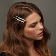 thumbnail image 2 of Unique Bargains 1 Pair Bobby Pin Leaf Shape Hair Clips Silver Tone White, 2 of 5