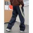 thumbnail image 4 of OYOANGLE Men's Colorblock Drawstring Waist Baggy Pants with Slant Pocket Dark Blue S, 4 of 6