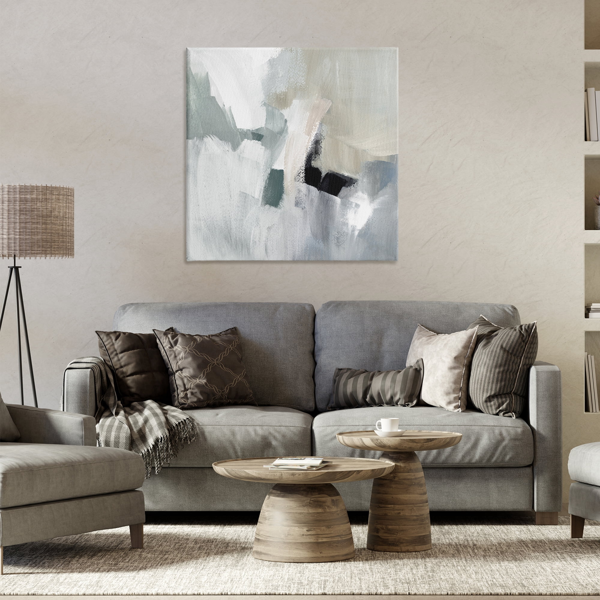 Stupell Industries Quiet In Grays Abstract Abstract Painting Wrapped Canvas Art Print Wall Art, 30 x 30