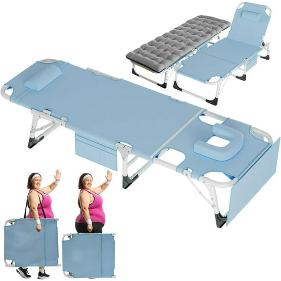 Lilypelle 3 in 1 Sun Tanning Chair Oversized with Mat & Face Arm Hole, 5-Position Heavy Duty Folding Chaise Outdoor Lounge Chair w/ Pillow, for Beach, Pool, Lawn, Yard, Patio