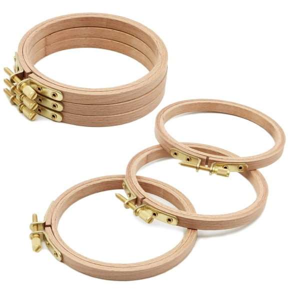 Aros para bordar Craft Hoop ZOCONE de madera de haya, 4 pulgadas, 6 unidades
