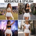 thumbnail image 5 of Carlikeit Women's Y2K Mini Skirt with Built-in Shorts 3-Tier Lace Ruffle Asymmetrical Hem Elastic Waist Skort, 5 of 14