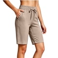 thumbnail image 2 of Kaemgyyd Womens Bermuda Sweat Shorts Drawstring High Waist Straight Leg Shorts Knee Length Workout Summer Casual Shorts with Pockets, 2 of 5