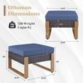 thumbnail image 3 of Gymojoy 2-Piece Brown Wicker Outdoor Ottoman Patio Rattan Footrest Seat Steel Frame Foostool with Removable Blue Cushions, 3 of 7