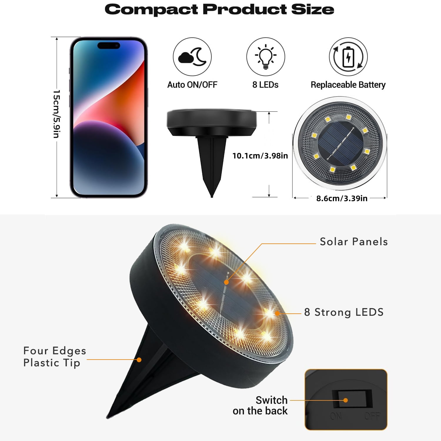 BN-LINK Solar Ground Lights, Waterproof Solar Garden Lights, Outdoor Garden Waterproof Lights, Landscape Lights for Outside Patio Pathway Yard Lawn Driveway Deck Step Walkway(12 Pack Warm Light)