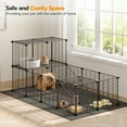 thumbnail image 3 of Pet Fence, DIY Small Animal Cage with Waterproof Mat, Indoor Metal Mesh Pet Enclosure, for Puppy, Guinea Pig, Bunny, Turtle, and Chick, 11.8" x 11.8", 24 Panels, Black, 3 of 9