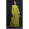 thumbnail image 3 of Bimba Polyester Georgette Buds & Lotus Floral Printed Womenâ€™s Long Sleeve Elastic Waist MaxiÂ&nbsp;DressÂ&nbsp;Gown-XSmall, 3 of 5