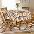 thumbnail image 2 of Halloween Tablecloth 60x60 Inch Round, Fall Orange Buffalo Plaid Washable Table Cover for Party Picnic Dinner Decor, 2 of 6