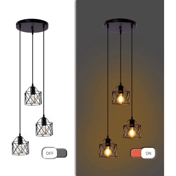 Pendant Light, Metal Hanging Lights Fixture Ceiling Lamp, Dining Room Light for Barn Restaurant Foyer Bar Hallway Kitchen,Black Industrial Farmhouse Ceiling Lamp