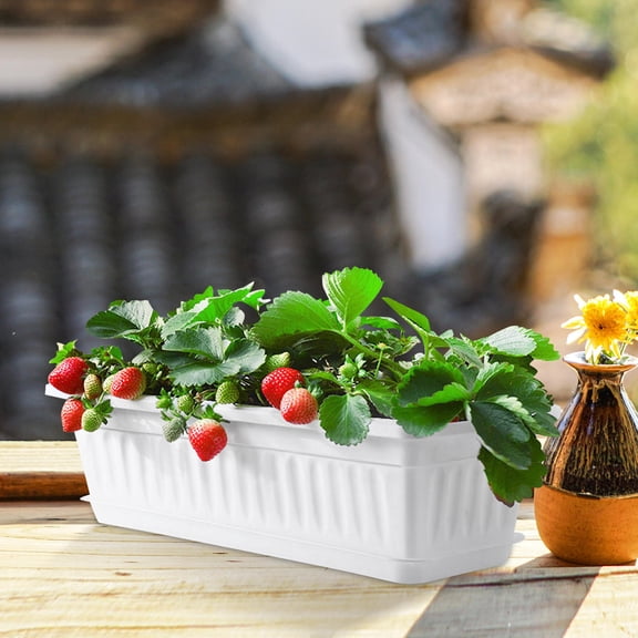 FOMIYES Set of 2 White Plastic Gardening Pots for Balcony and Patio, Durable, Sunlight Resistant, Impact-Resistant Planters