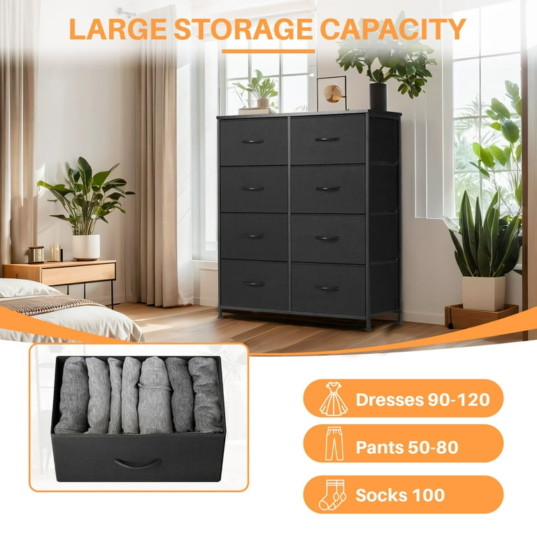 Simenmax 8 Drawer Dresser, Tall Fabric Organizer with Wooden Top for Bedroom, Closet, Entryway, Black - Walmart.com Simenmax 8 Drawer Dresser, Tall Fabric Organizer with Wooden Top for Bedroom, Closet, Entryway, Black - Walmart.com