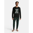 thumbnail image 2 of Holiday Time Men's Matching Family Pajamas Merry and Bright Top and Pants Set, 2-Piece, Sizes S-3XL, 2 of 6