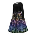 thumbnail image 7 of Girls' Halloween Two Piece Long Sleeve Dress Twisted Tree Bat Print Bow Belt A Line Flowy Skirt Kids Role Play Costume for Girls 5-14Y, Halloween Costumes for Girls Multicolor 11 Years, 7 of 7