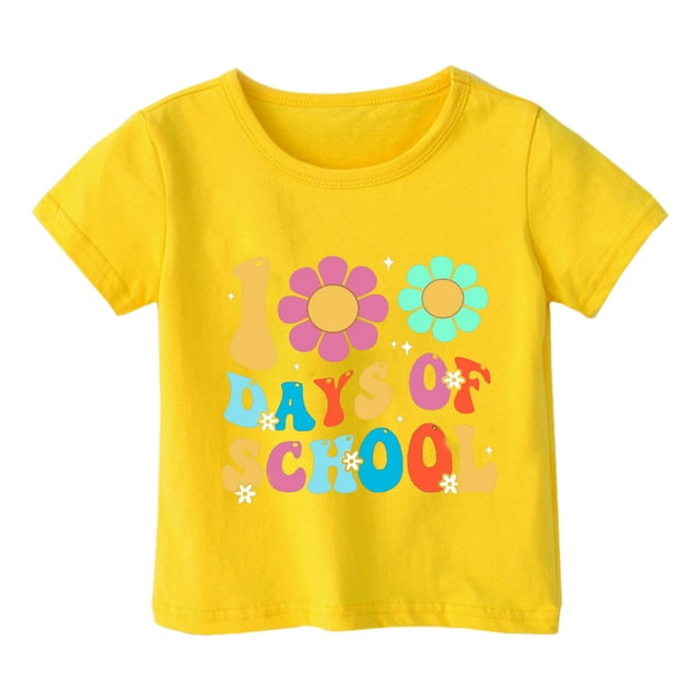 Tunique Spatiale 2Chaînes Chemise Garçon et Fille Mode Décontractée Imprimé Col Rond Manches Courtes T-Shirt Haut
