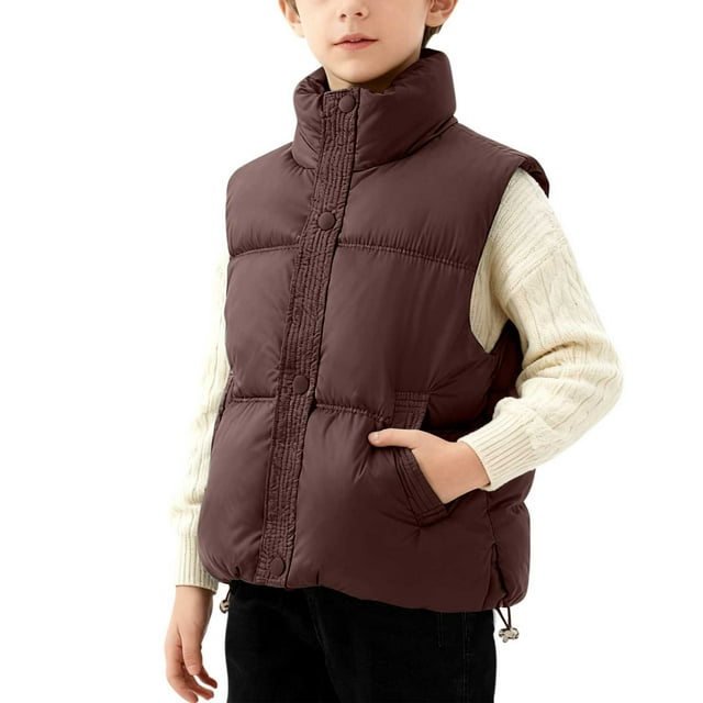 Abrigo y chaquetas casuales sin mangas y sin capucha de color sólido para niños, abrigo cálido sin mangas, chaqueta de polar, abrigo mediano a grande resistente al sudor para jóvenes, blusa de poliést