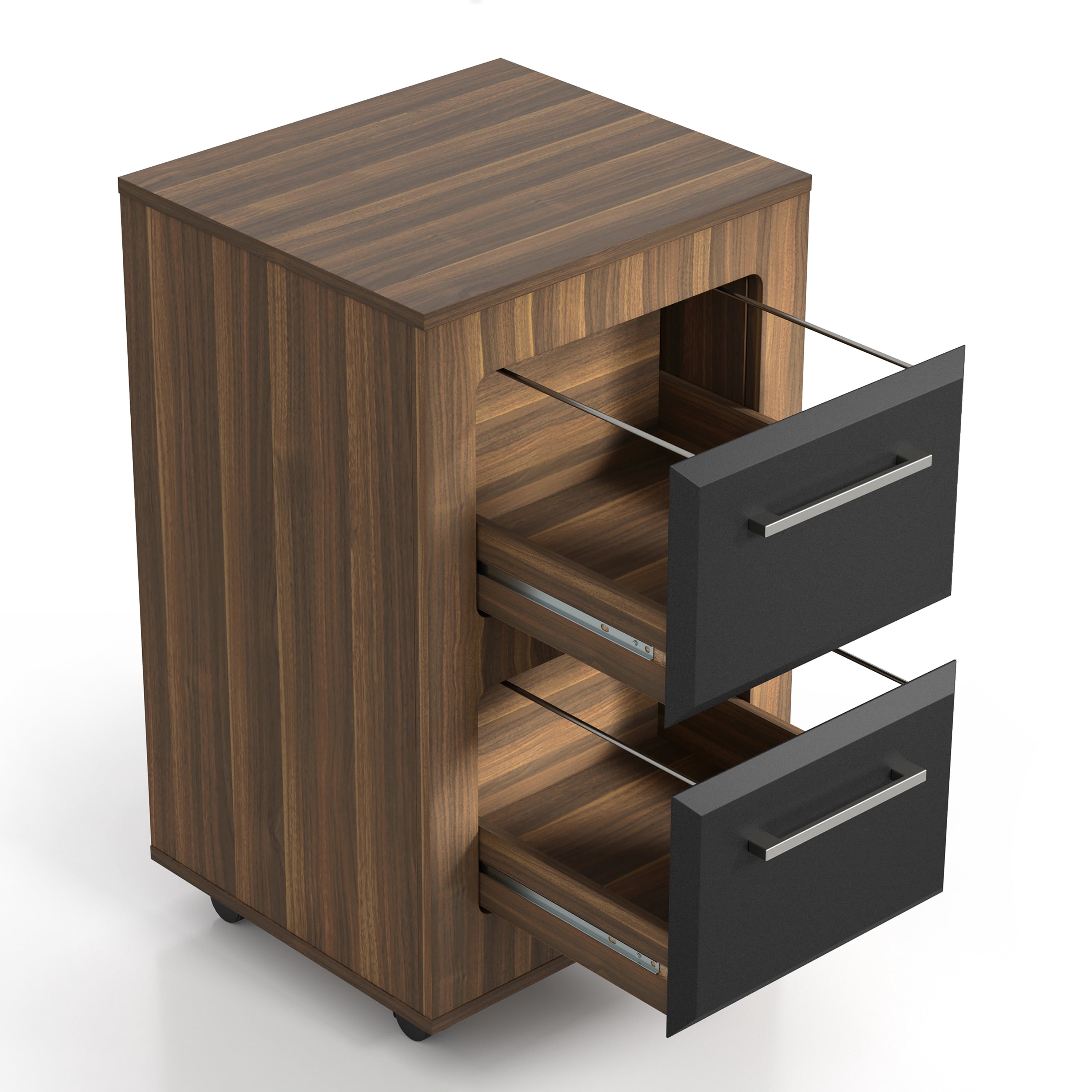 Kettering 2-Drawer Wood File Cabinet with Caster, Light Walnut