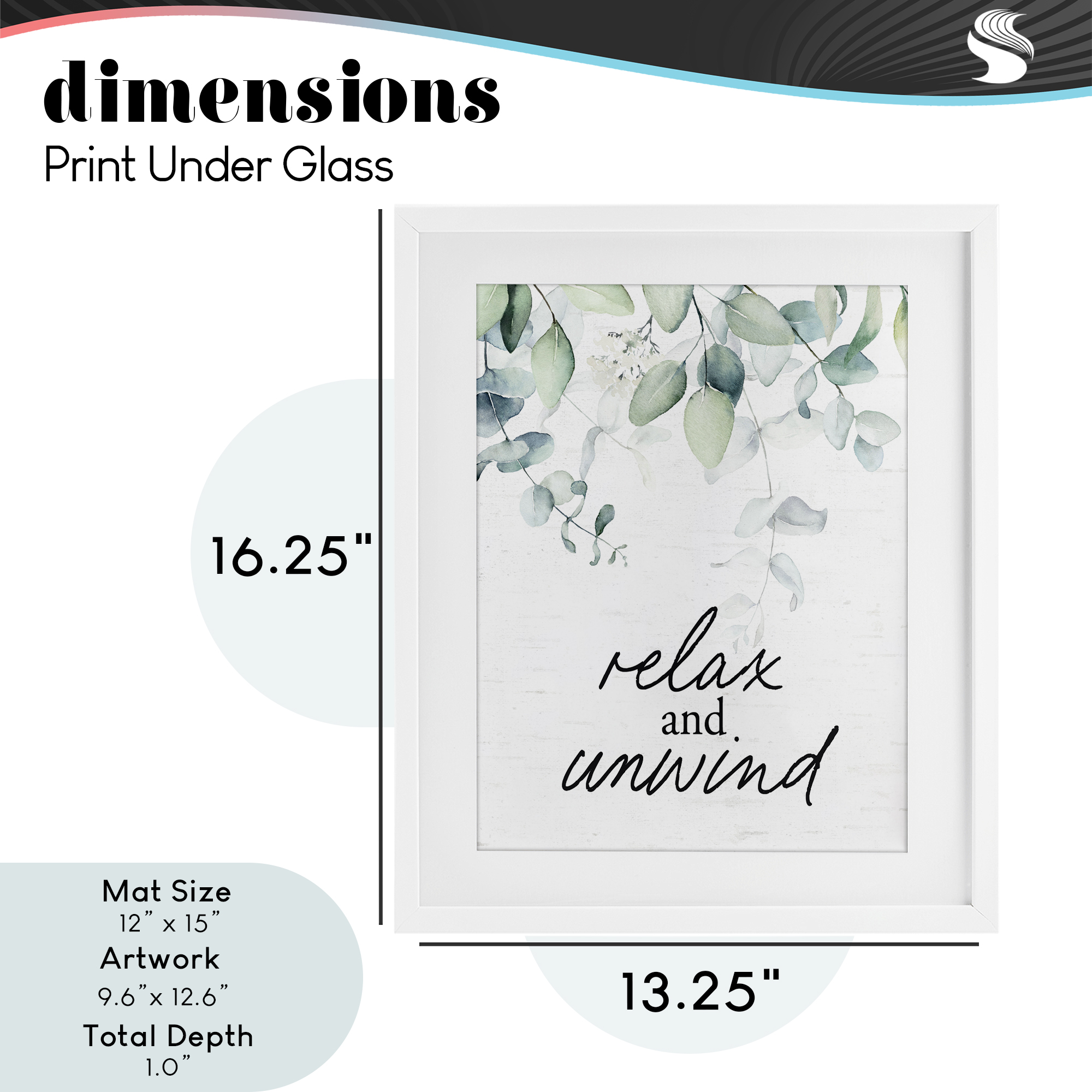 Relax And Unwind Herb Leaves White Framed Print Under Glass, design by Lettered and Lined