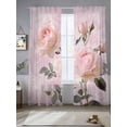 thumbnail image 2 of Romantic Pink Roses Sheer Curtains 84 Inch Length 2 Panels Set, Watercolor Botanical Floral Voile Window Treatment Rod Pocket Curtains Sheers Drapes for Bedroom/Living Room/Kitchen 52"x84"x2, 2 of 7