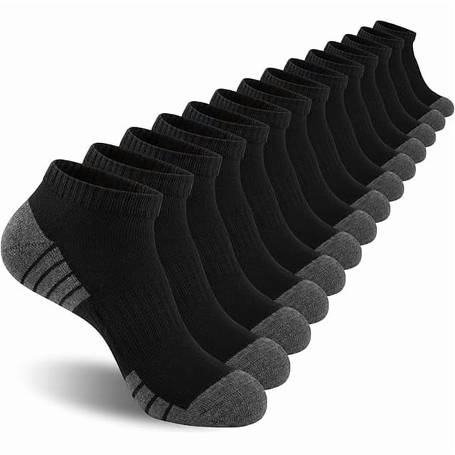 Chenchen Mens Cushioned Ankle Socks, Breathable Moisture Wicking Low Cut Casual Socks (7 Pairs)