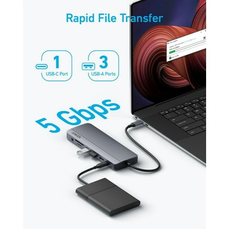 Anker USB-C Hub (14-in-1, Triple Display) - Gray