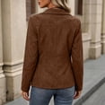 thumbnail image 6 of Women's Faux Suede Leather Jackets Lapel Long Sleeve Open Front Outwear Stylish Casual Fall Winter Cardigan (XL, Brown), 6 of 9