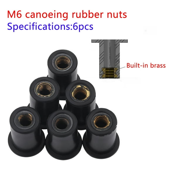 WALFRONT 6pc M6 Durable Rubber Well Nuts Windshield Bolts for Motorcycles Kayak Canoe Boats, Windshield Bolts, Rubber Well Nuts