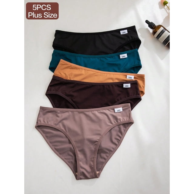 5 Pack Plus Size Comfortable Breathable Triangle Panties Multicolor