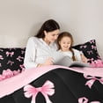 thumbnail image 4 of Feelyou Kawaii Bow-tie Bedding Comforter Set 7pcs, Cartoon Black Pink King Bedding Sets, 4 of 8