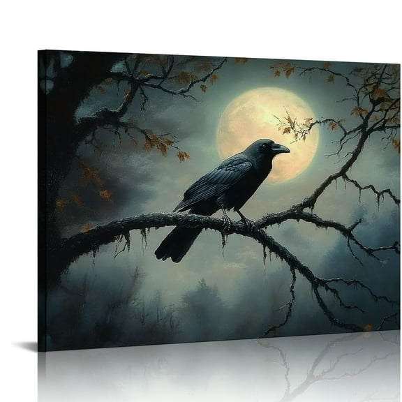 BCIIG Dark Academia Animal Posters Tree Branch Picture  Forest Wall Art Vintage Raven Wall Art Black Crow Pictures Dark Academia Paintings Black Bird  Crow Paintings  20x16in