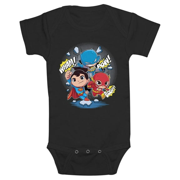 Infant's DC Super Friends Chibi Wham Pow Boom Bodysuit
