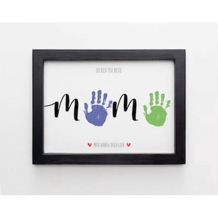 Mama Wir Haben Dich Lieb Handprint Footprint Art Craft, Mothers Day Gift From Siblings, Diy Baby Kids Card, Toddler Preschool Craft, German Poster, Poster Only