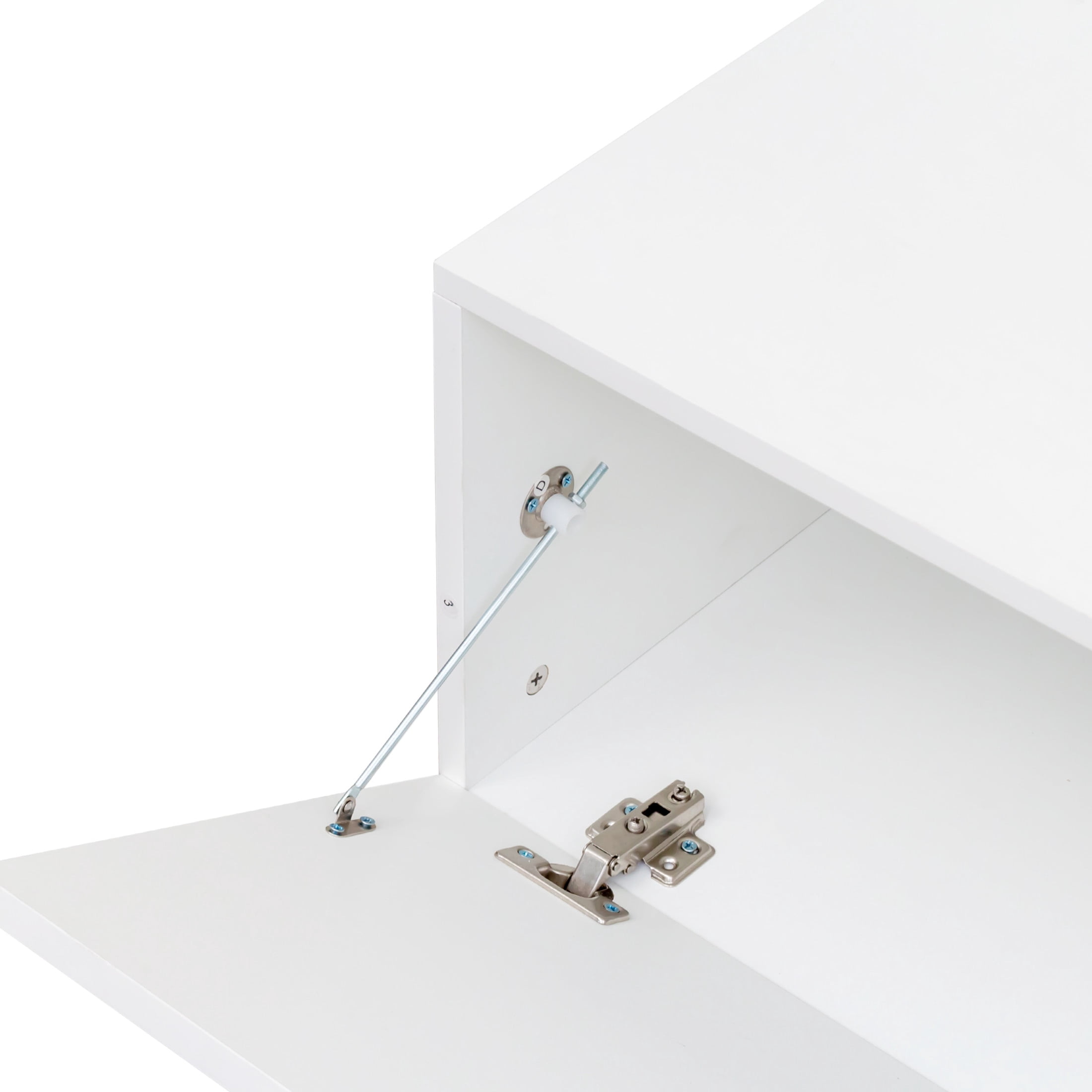 Noble House Tamara 63" Floating Entertainment Center, Wooden Wall-Mounted Media Console, Drop-Down Cabinets, White
