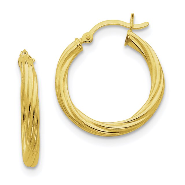 Sterling Silver Gold-flash plated Twist 25mm Hoop Earrings QE6669